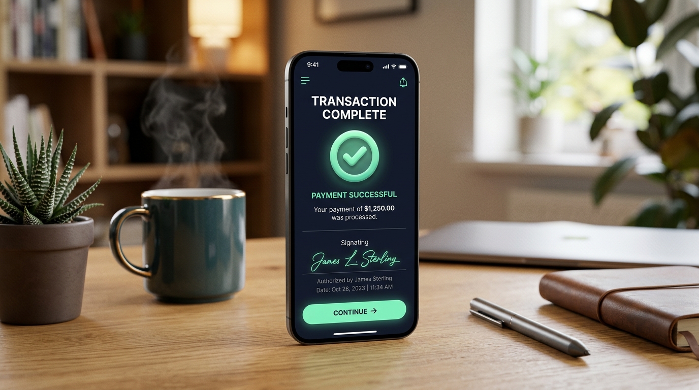 SiteSigned Mobile App Mockup showing photo proof and customer signature